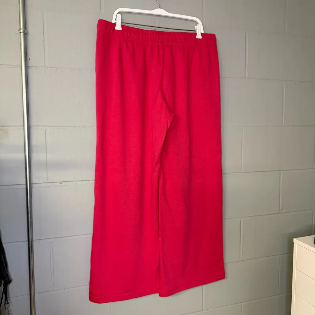 Nike Women's Sportswear Club Fleece Mid-Rise Wide-Leg Sweatpants in Pink Size XL - Image 9