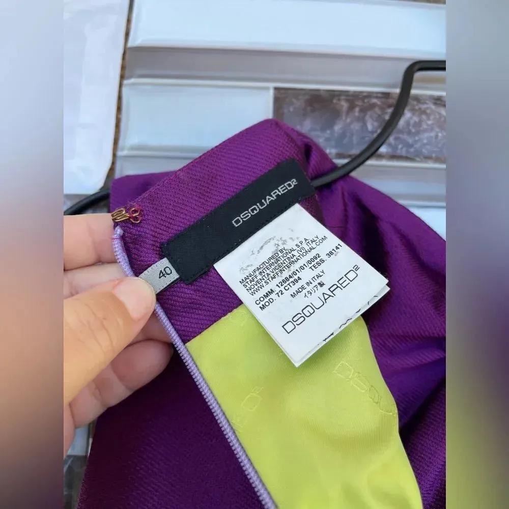 Dsquared2 purple Silk Bow Neckline Balloon Hem Dress S/40 Purple - Image 10