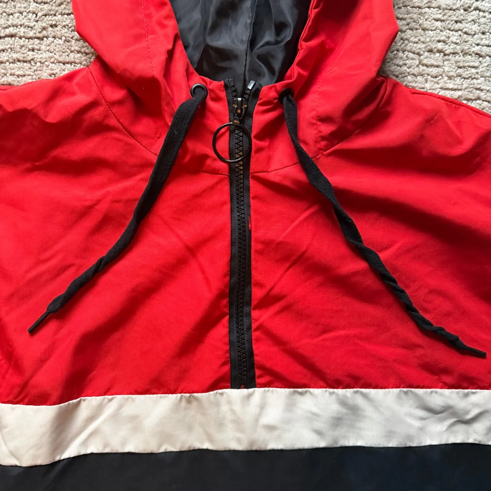 Cali 1850 Los Angeles Red White Black Stripe Anorak Hoodie Jacket XL - Image 2