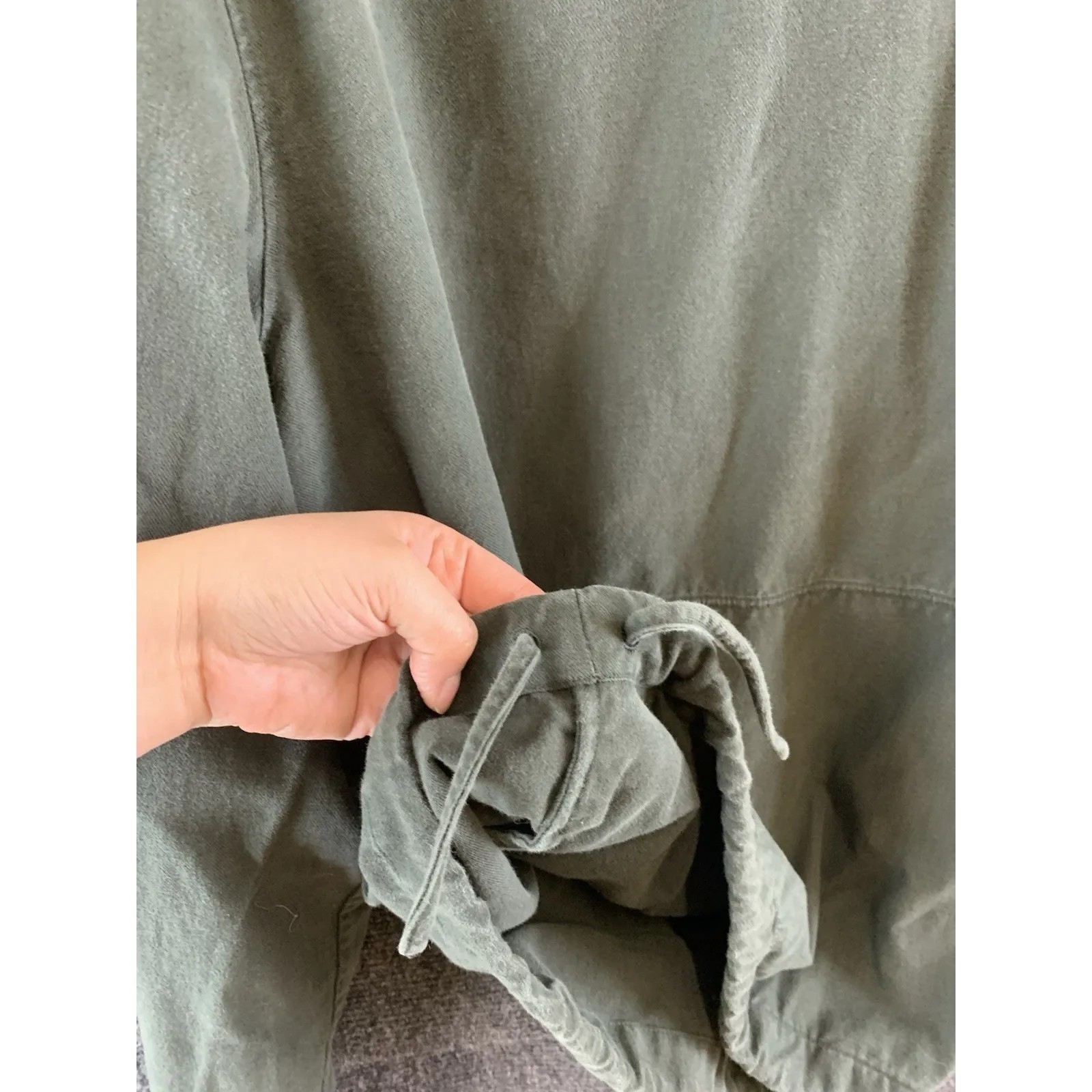 COS Men’s Hoodie Canvas Pullover Streetwear Olive Green Designer Sz Large - Image 6