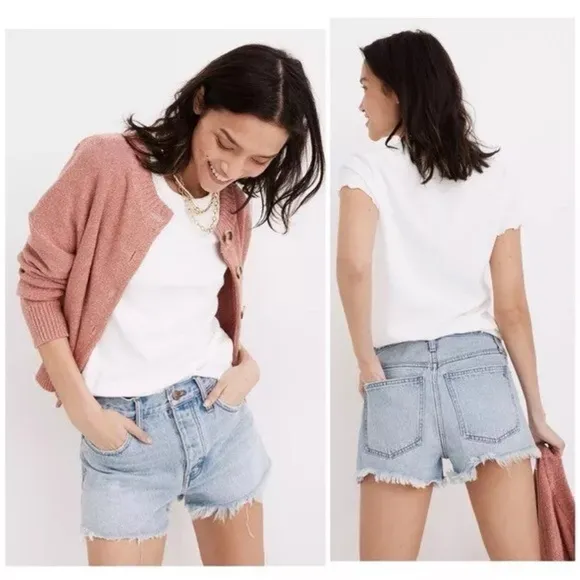 Madewell Sz 27 Relaxed Denim Shorts Cedarcroft Wash Slouchy Cut Offs Button Fly - Image 2
