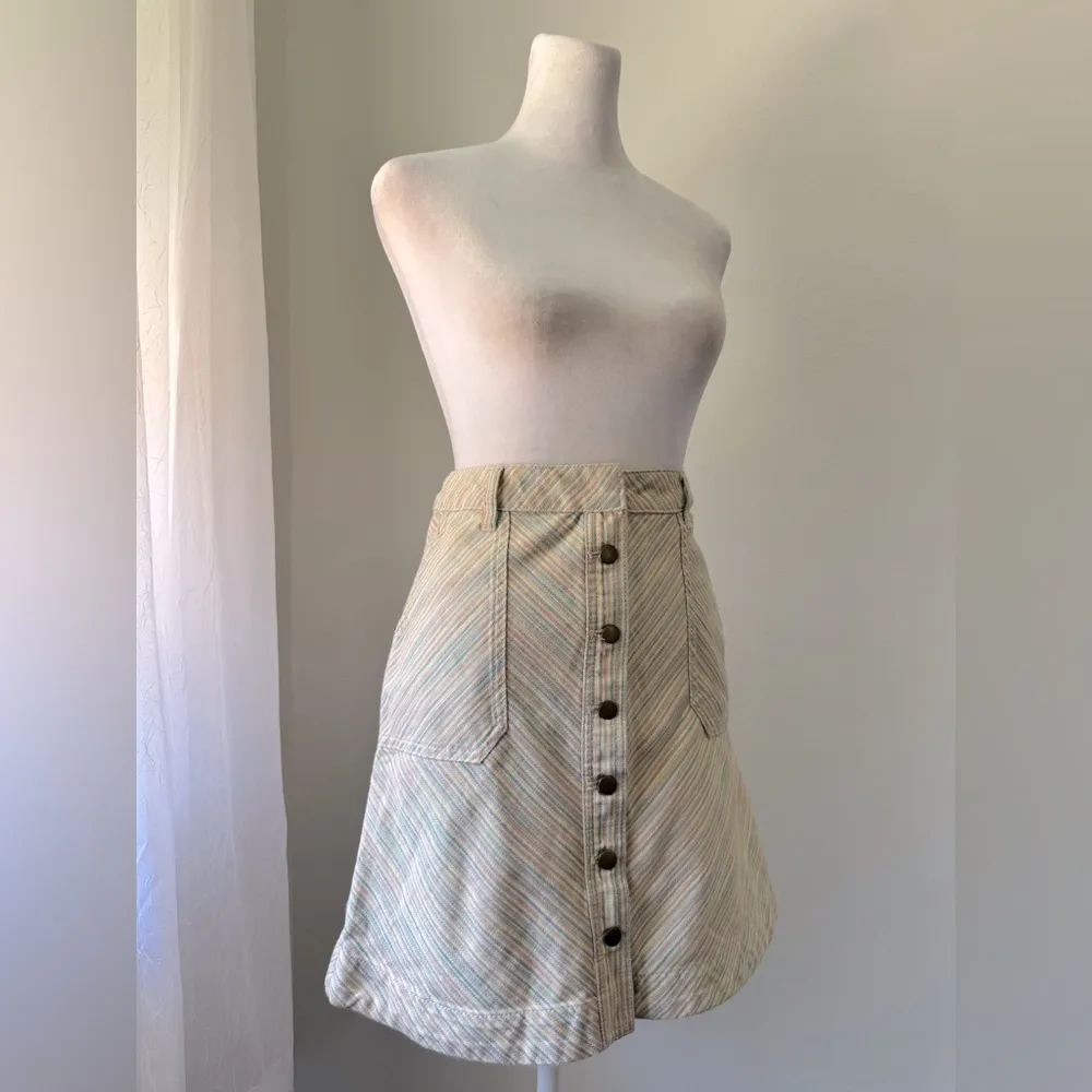 Anthropologie Pilcro and the Letterpress Multicolored Striped Button Front Skirt - Image 5