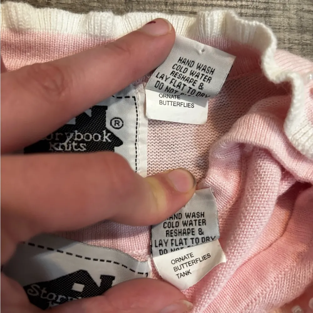 Storybook Knits Embellished Butterfly Twin Set Cardigan Size Medium Pink - Image 4