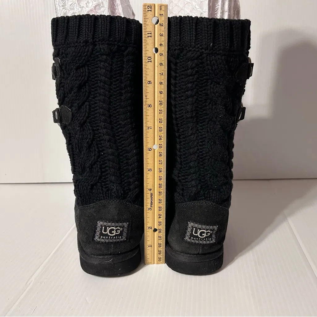 UGG S/N 3177 black knit winter boots women size 7 - Image 7