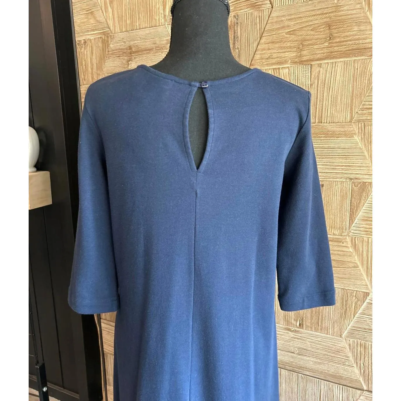 Joan Vass Womens Dress Sz 6/8 Navy Blue 3/4 Sleeve A Line - Image 4