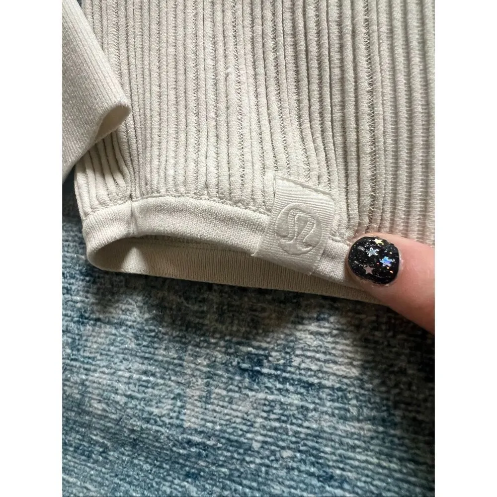 Lululemon Lightweight Ribbed Knit Jacket in Bone Size XS - Image 4