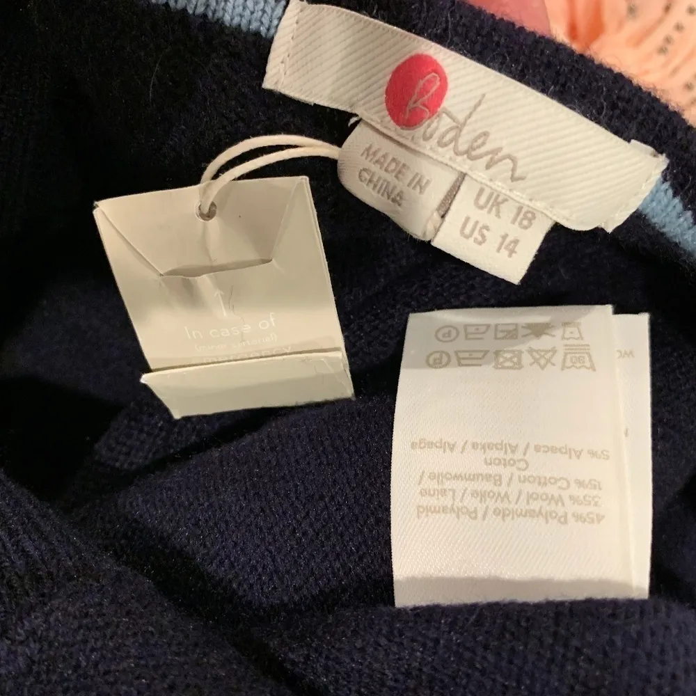 BODEN Maddie Button Cuff Surplice Sweater (US/14) Blue Size undefined - Image 7