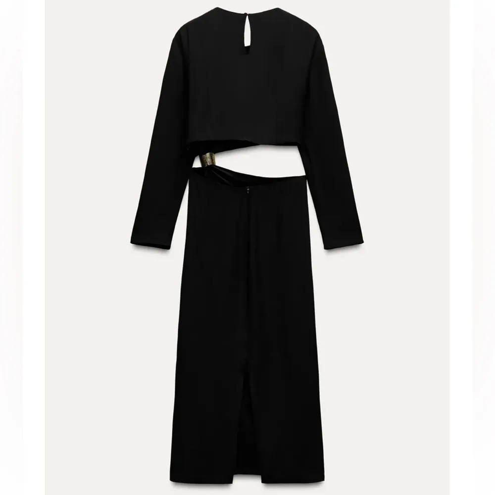 Zara NWT ZW collection black cutout midi dress with gold brooch - Image 5
