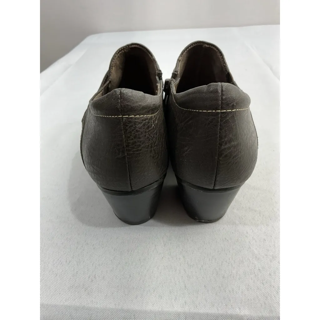 Womans Natural Soul Ankle Bootie 8 Brown Side Zip Block Heel Strap/pleated - Image 5