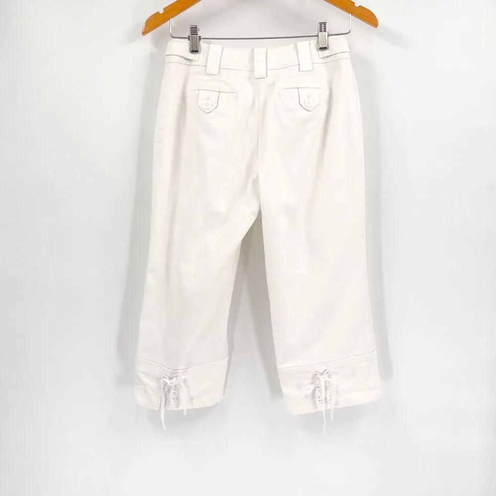 Ann Taylor Loft Julie Low Rise Cropped Chino Capri Pants with Tie Lace Up Bow - Image 2