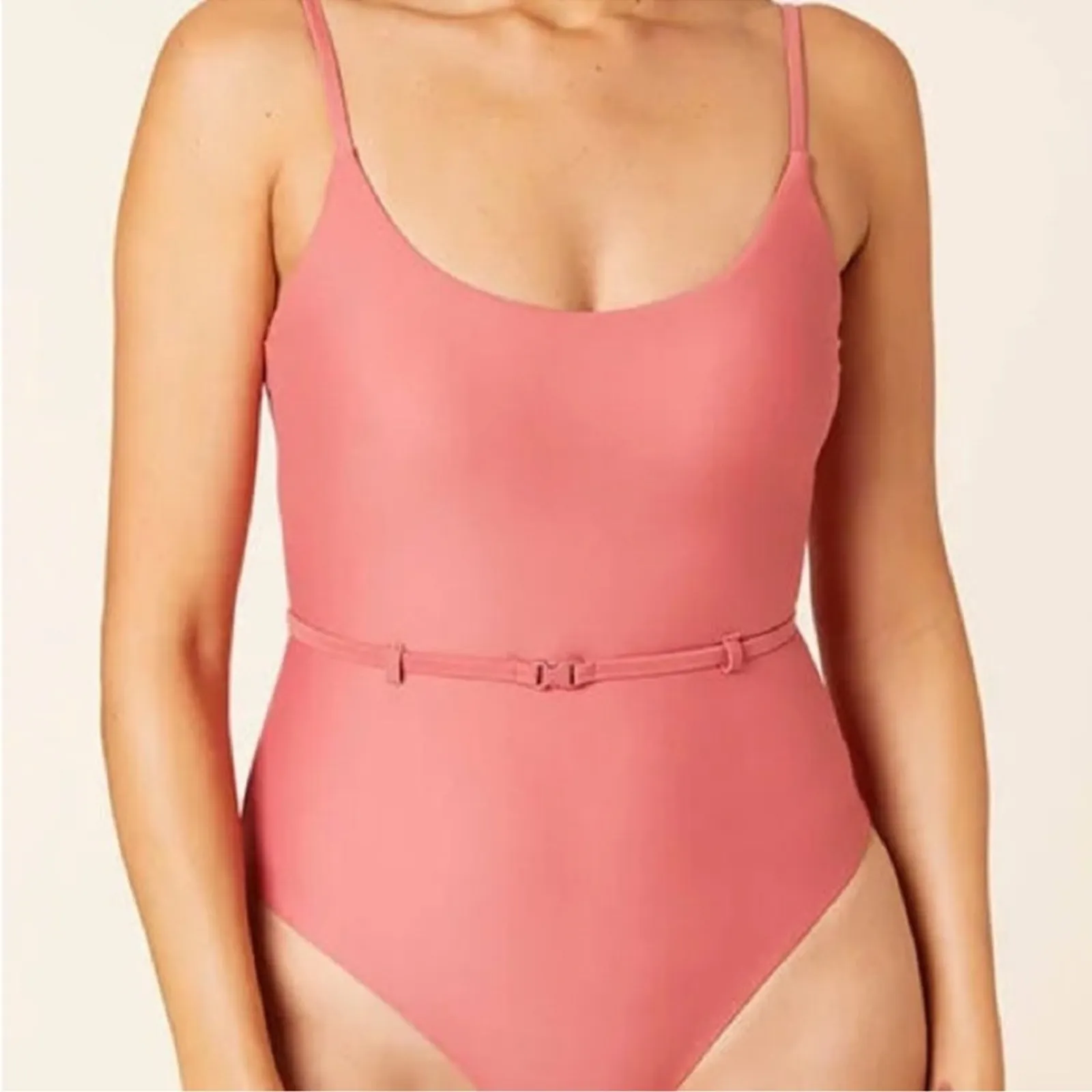 Andie Swim The Riviera Punch Belted One Piece Swimsuit NWT Size Medium Pink - Image 2