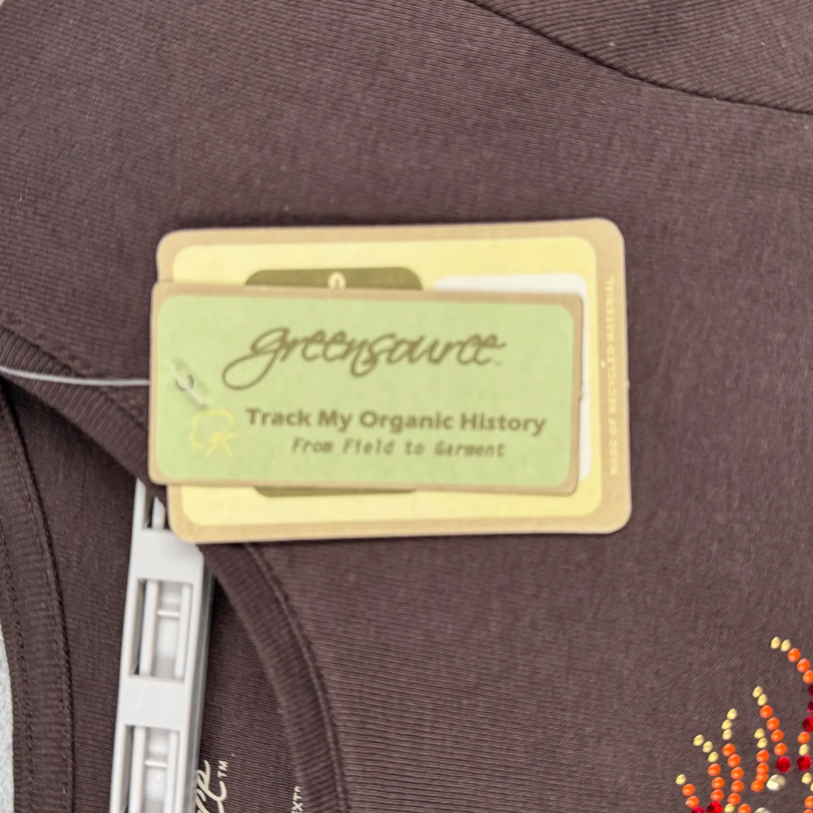 Greensource Top XL Brown Rhinestone Butterfly Wings Bling Y2K Fairy Grunge NWT - Image 6