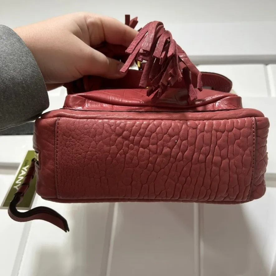 OrYany Burgundy Shoulder Bag NEW Leather Croc Tassel Crossbody Purse Flap - Image 4