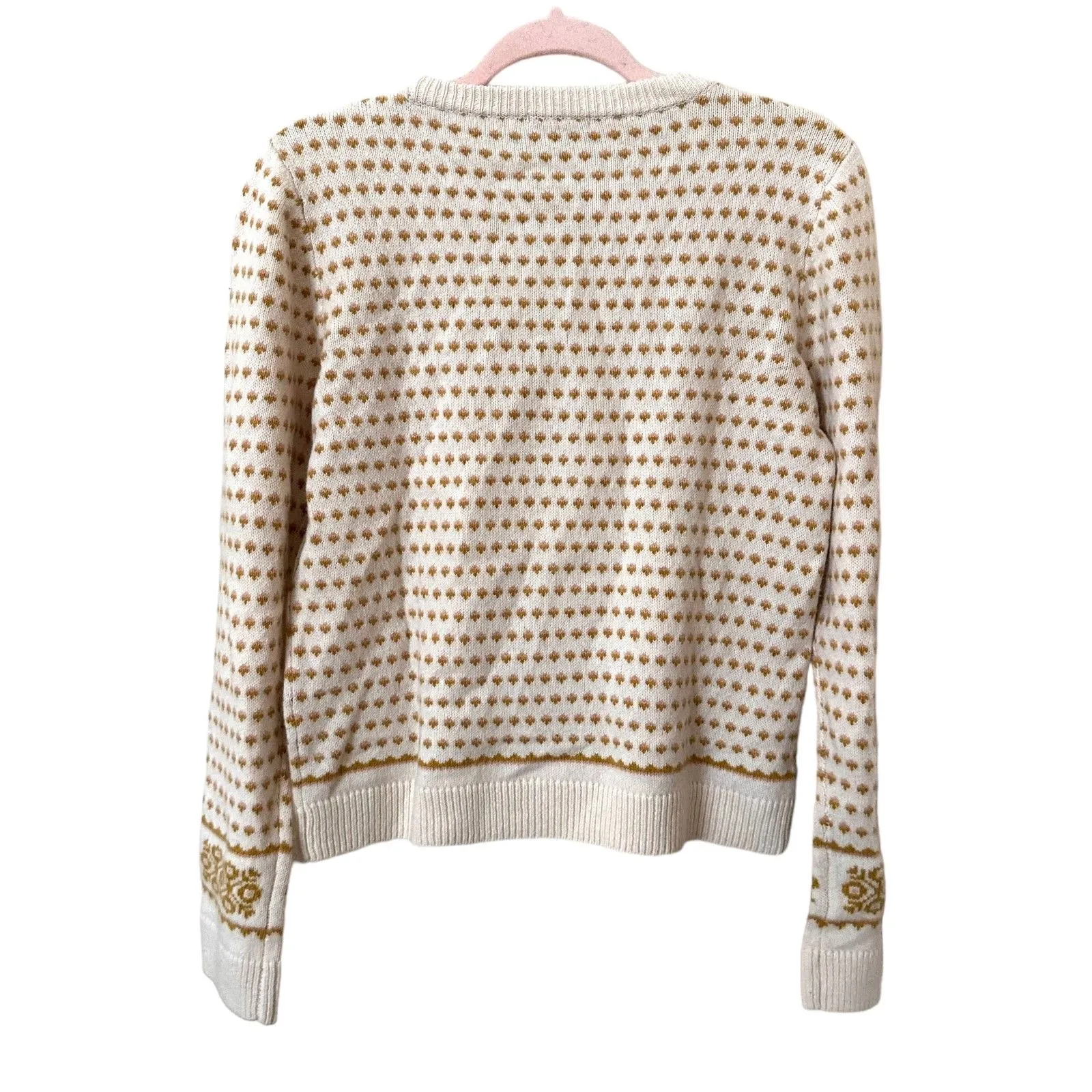 LILLA P Patterned Crewneck Sweater Sz‎ Medium White - Image 2