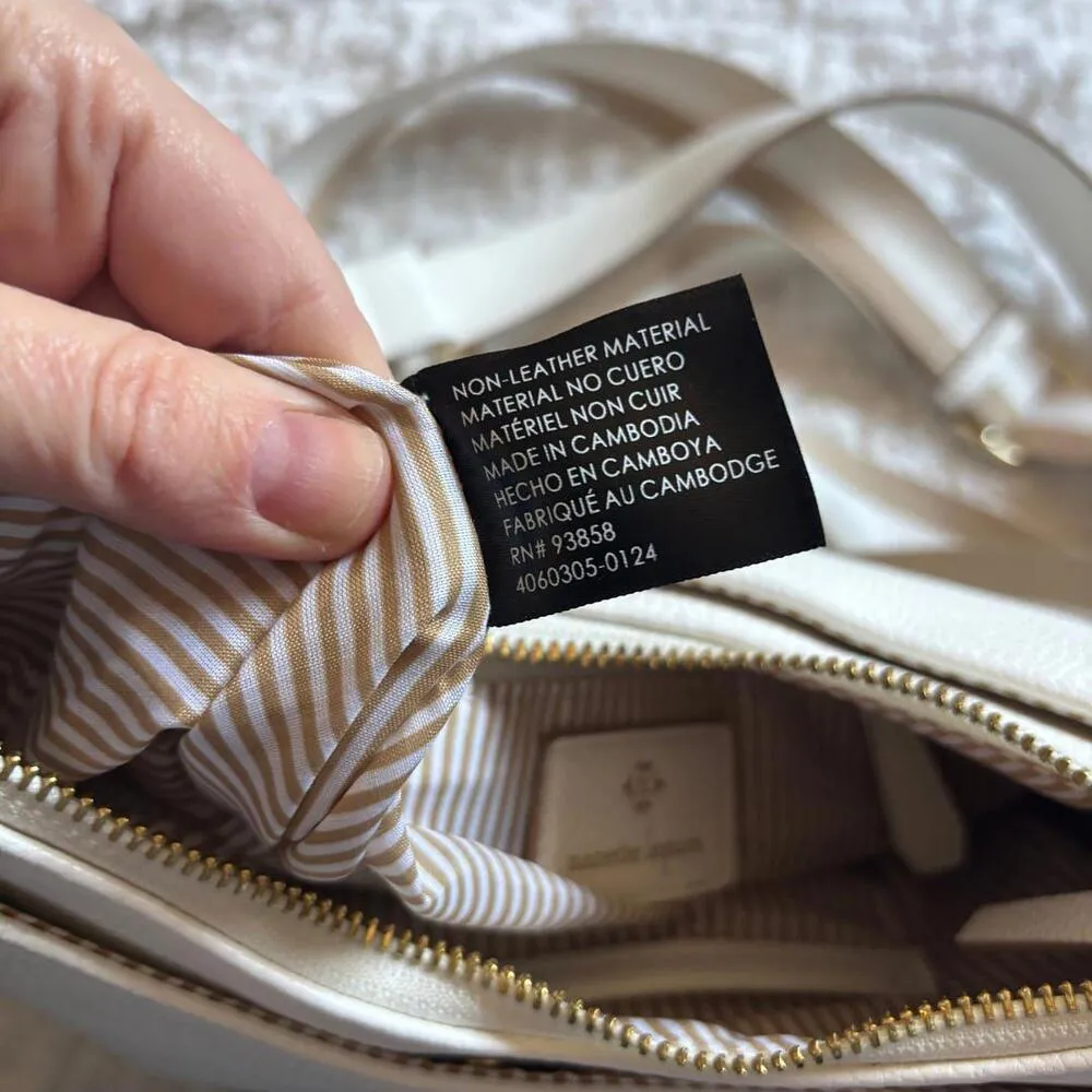 White Pebble Leather Like Crossbody Bag - Image 3