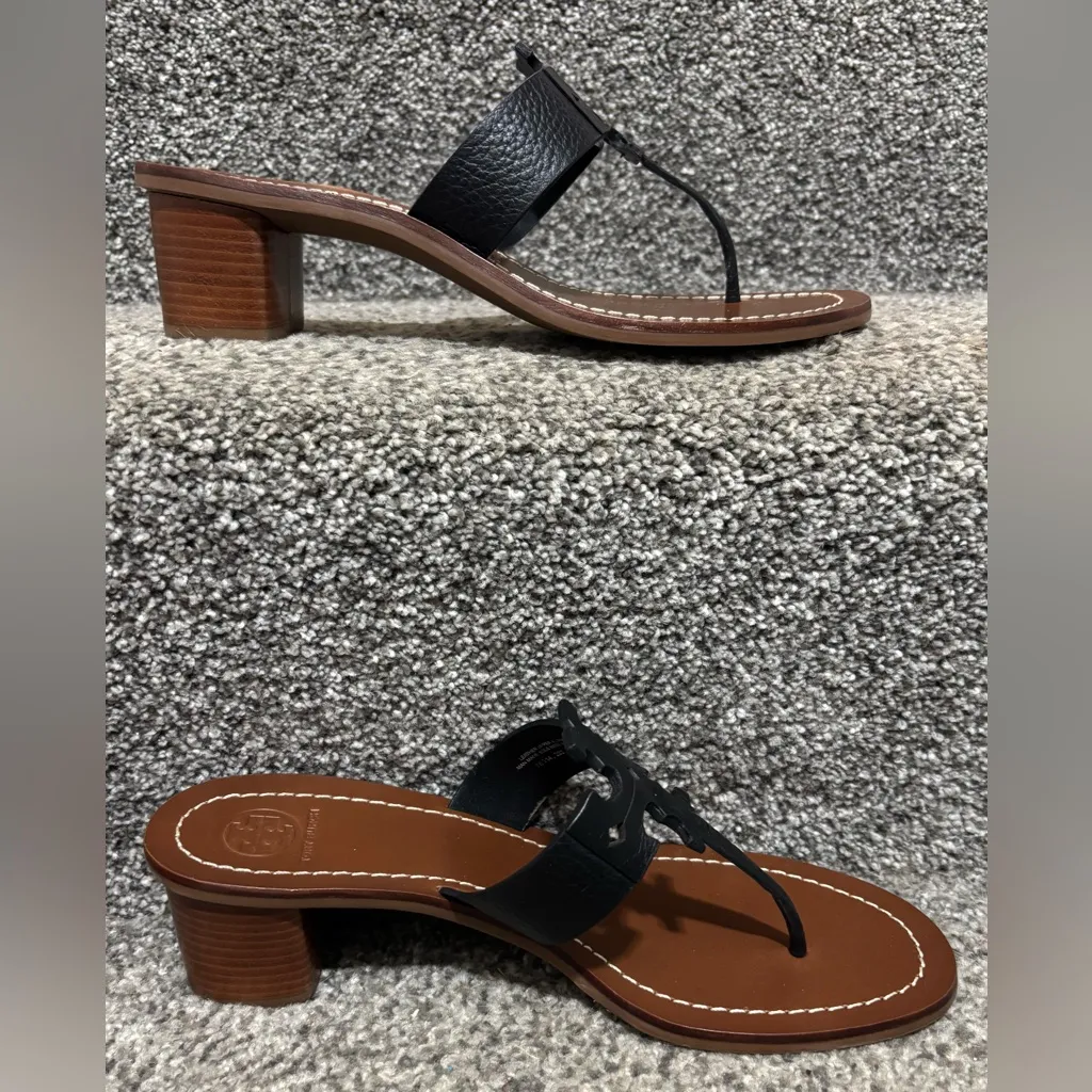 NEW Tory Burch Moore Black Leather Heeled Sandals - Image 3