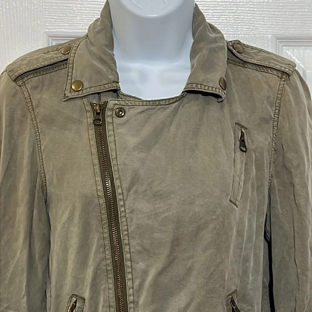 Pistola Revolve Bowie Moto Swing Jacket 100% Tencel Hi-Lo Hem Military size S - Image 6