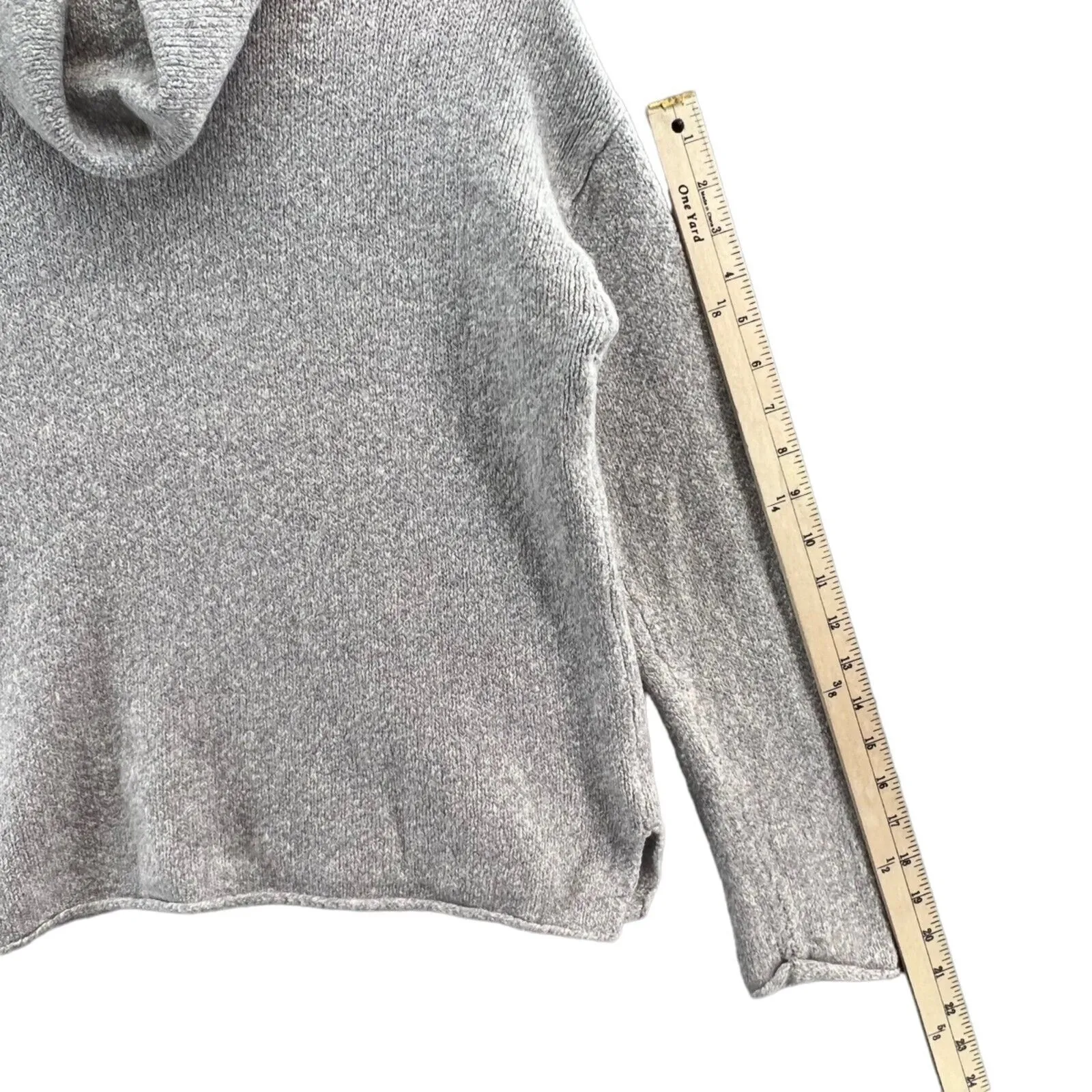 Athleta Sweater Women XS Gray Wool Blend Knit Brindle Funnel Pullover Cozy Cabin - Image 7