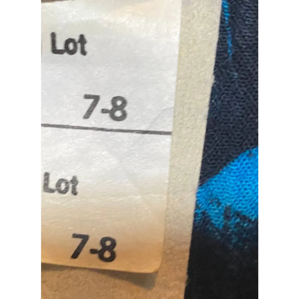 Vintage Dawn Joy Dress Surplice Pleating Tropical Print Indigo Cover Up Womens 8 - Image 11