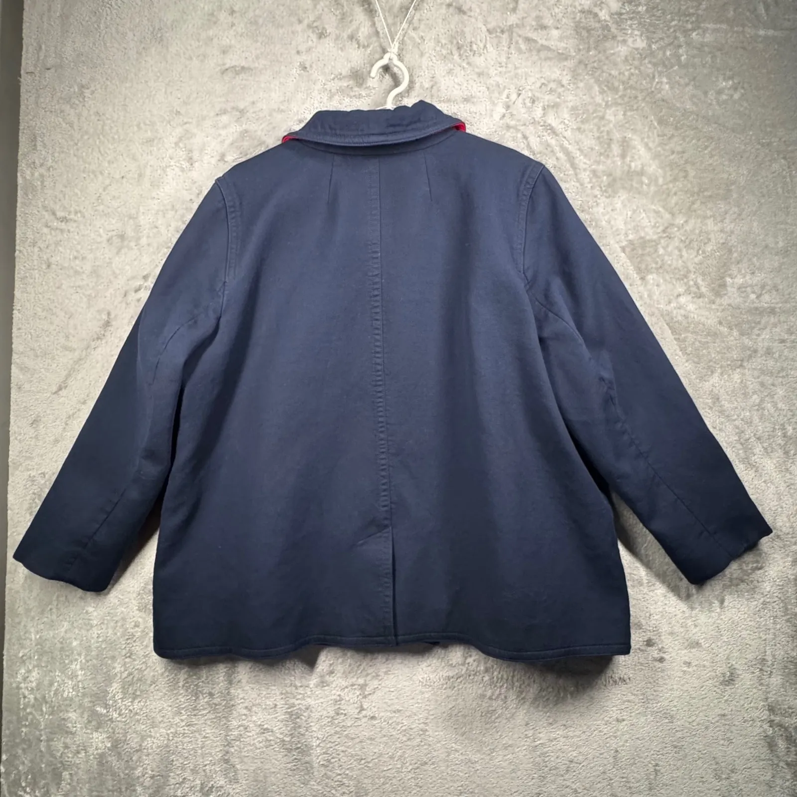 Talbots Jacket Size 3X Plus‎ Navy Blue Double Breasted Peacoat Preppy Nautical - Image 3