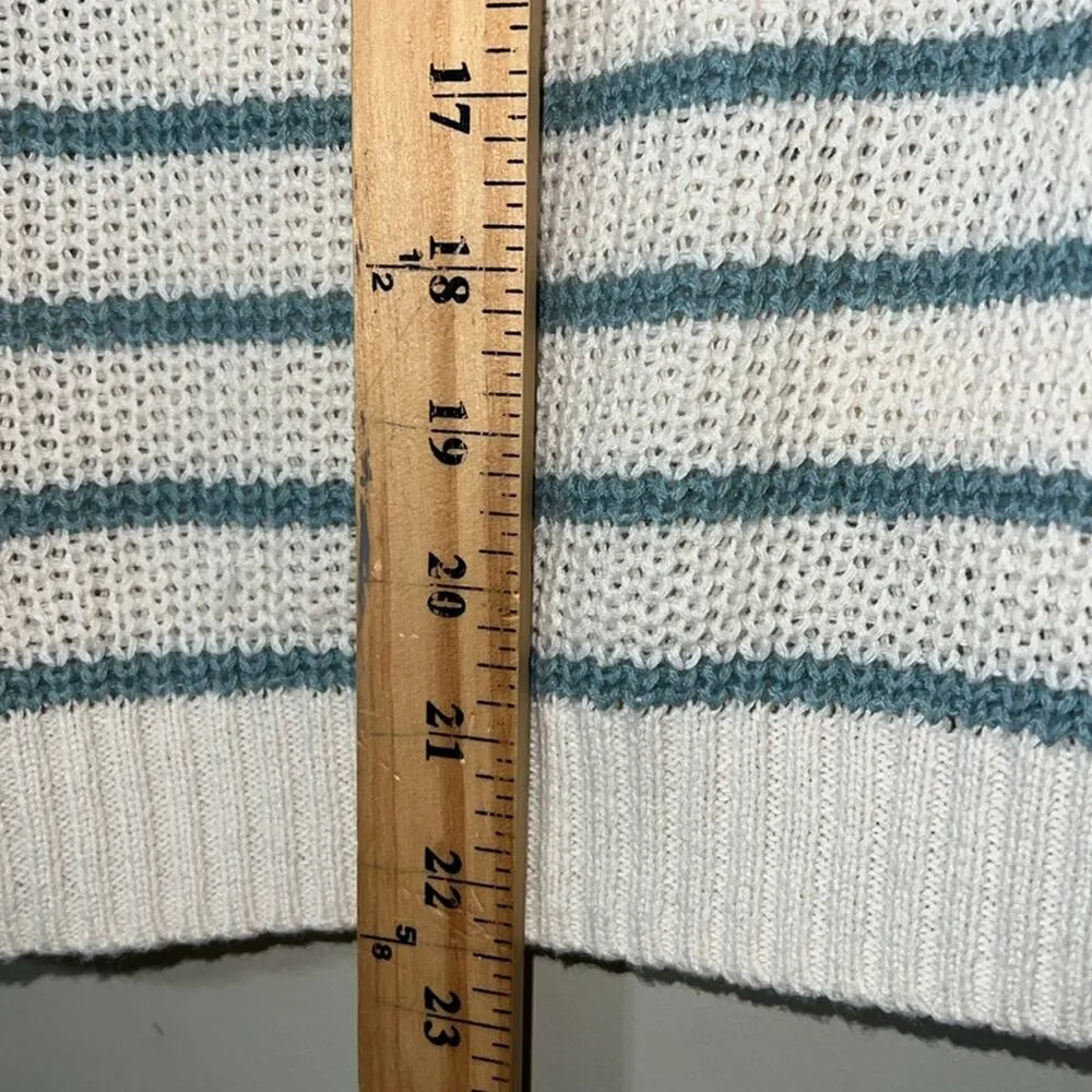 Wild Fable size xxl pullover long sleeve crewneck sweater striped ivory & teal - Image 4