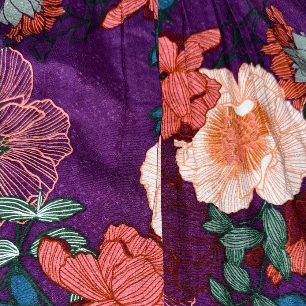 Band Of The Free Floral Puff Sleeve Sundress with Sweetheart Neckline Orange Size M - Image 6