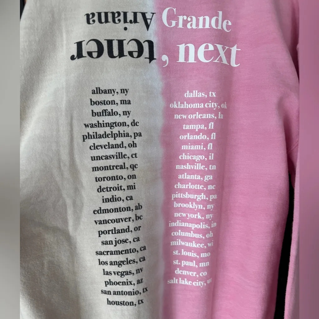 Ariana Grande Sweetener Tour Split Crewneck thank u, sweet concert next US dates - Image 7