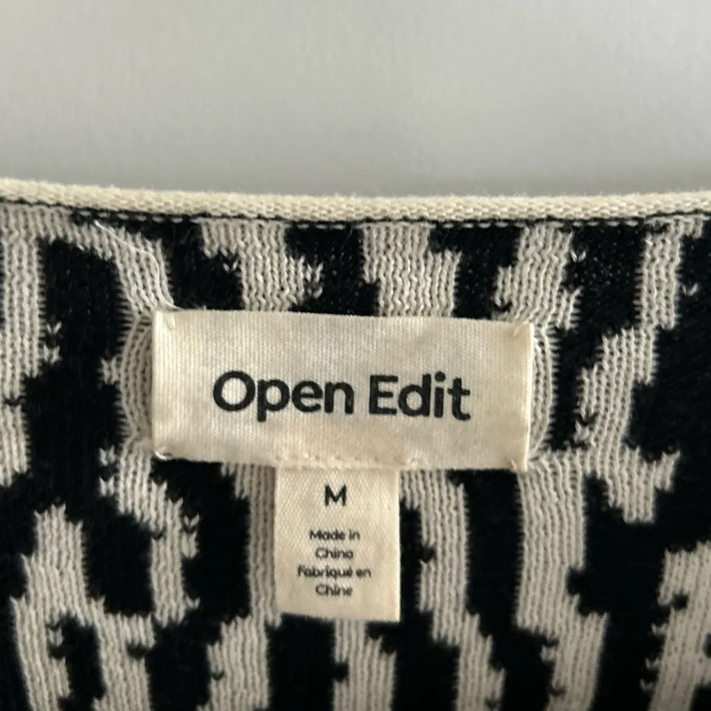 Open Edit Animal Print Jacquard Sweater - Image 4