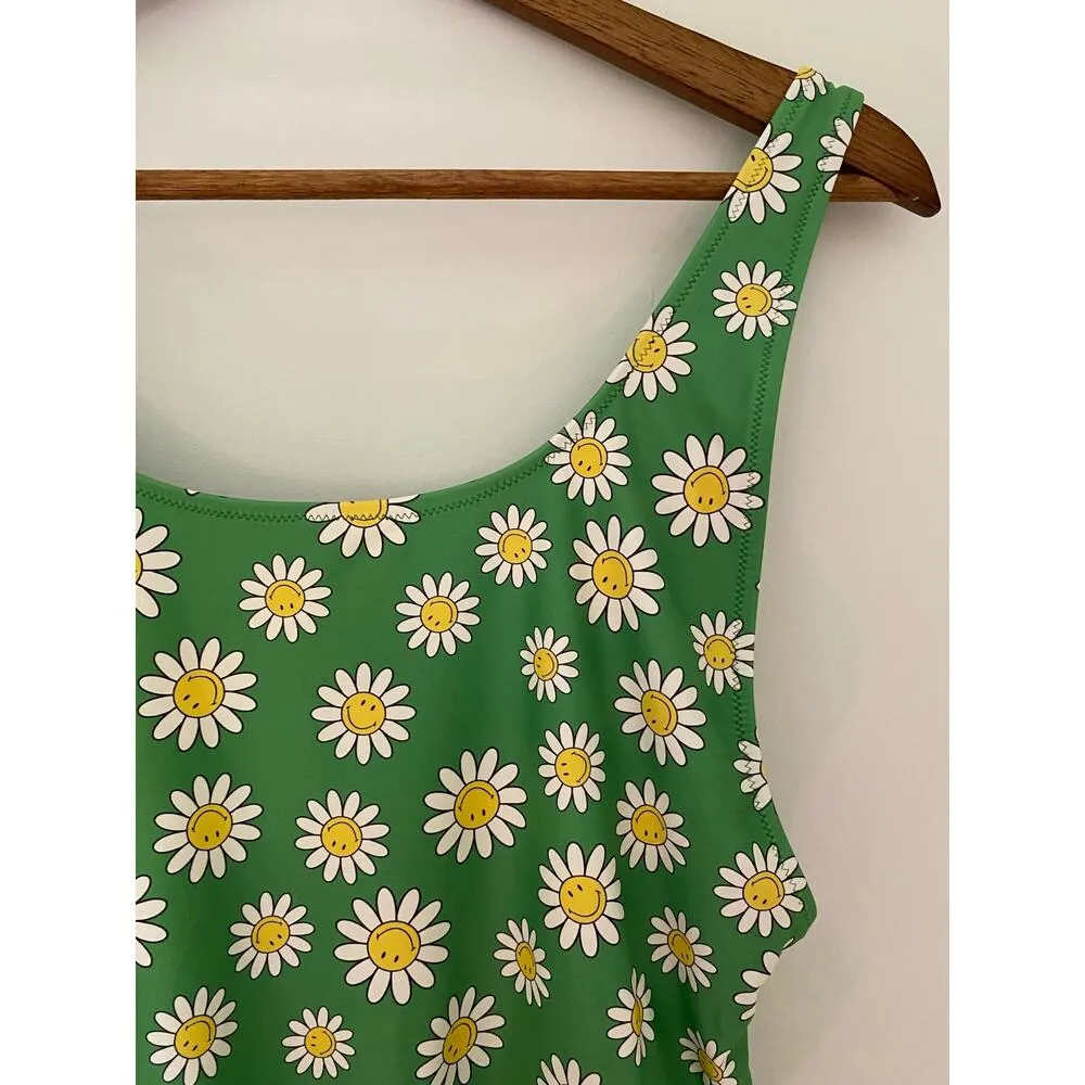 NWT Aerie Smiley Birthday Scoop Cheekiest One Piece Swimsuit Green Yellow L Swim - Image 5