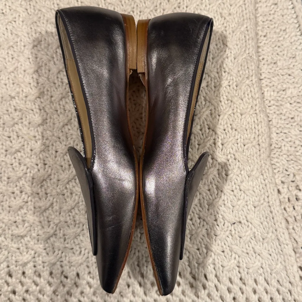 MAVETTE MADE ITALY 37 Pointed Toe Women's Silver Loafers USA 7 - Image 3