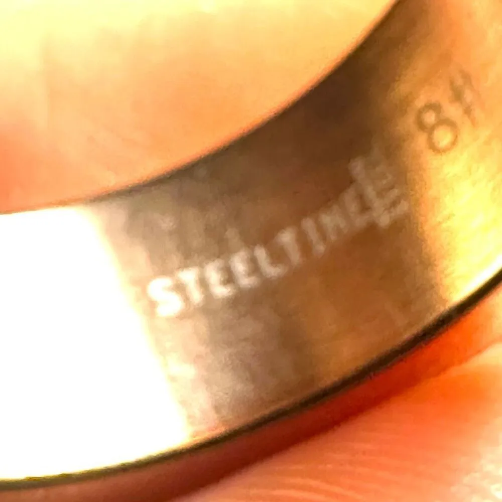 Steel Time Stainless Steel Gold Tone Ring Size 8 - Image 6