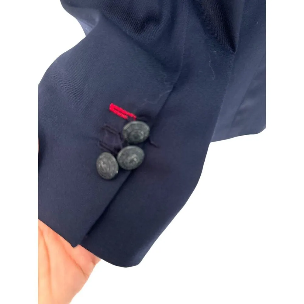 Brooks Brothers Red Fleece Navy Blue Lined Wool Blazer Womens Size 14 Office - Image 4