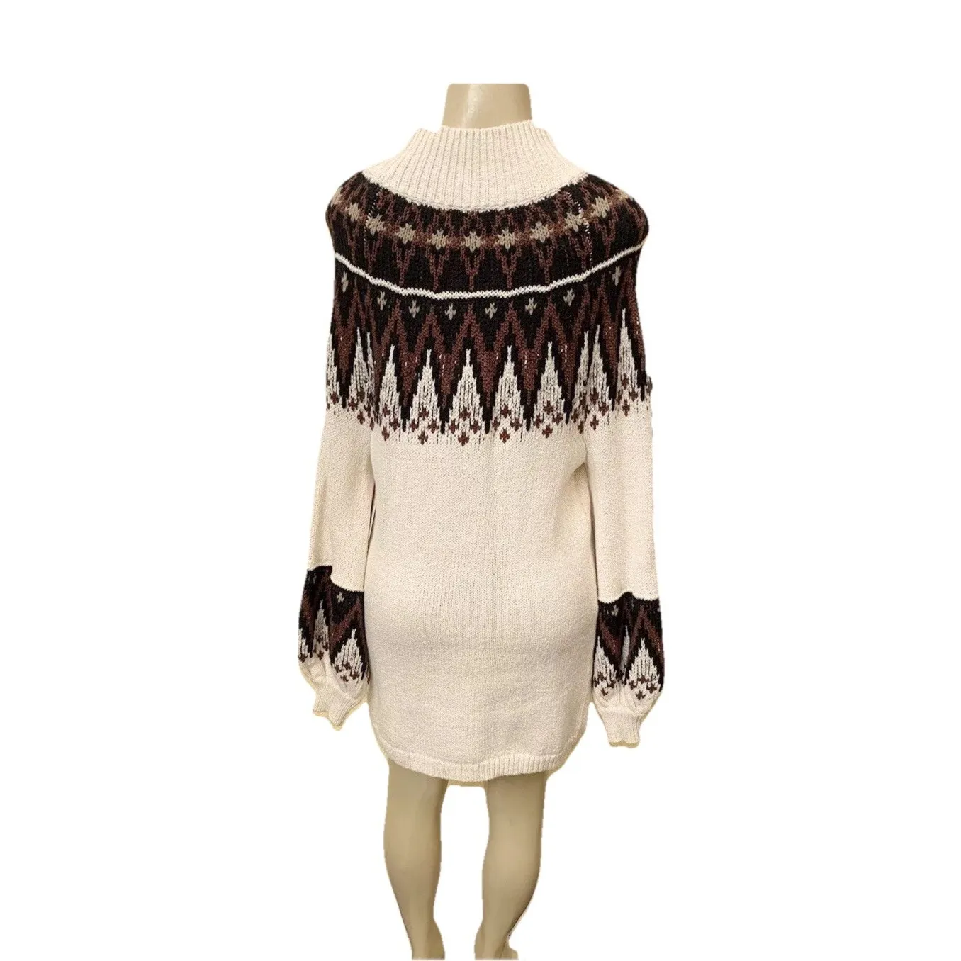NWT $198 Free People Size XSmall Scotland Neutral‎ Combo Long Sleeve Mini Dress - Image 4