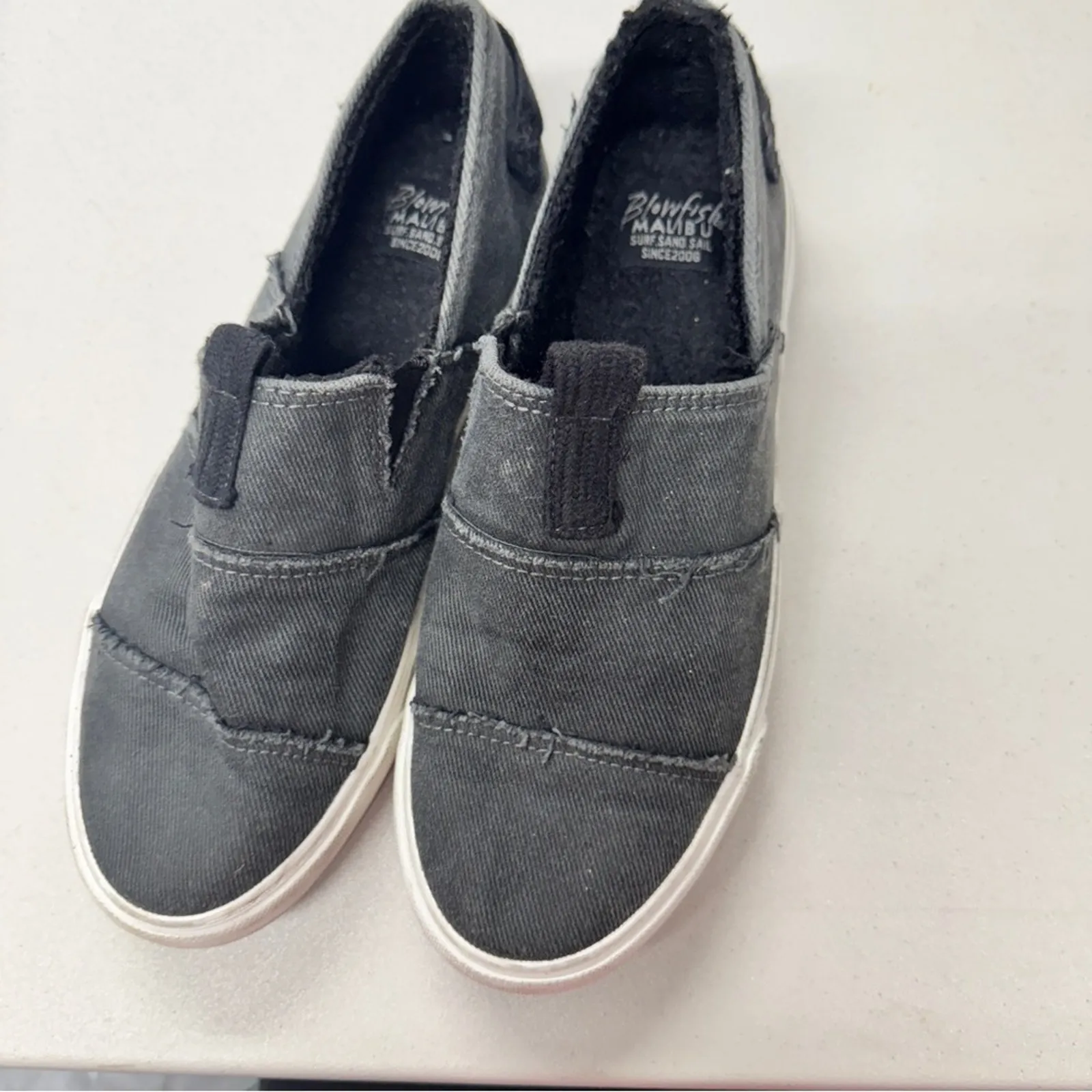 Blowfish Grey Canvas Slip On Flats Comfort Shoes Womens 8 Classic Casual Beachy - Image 7