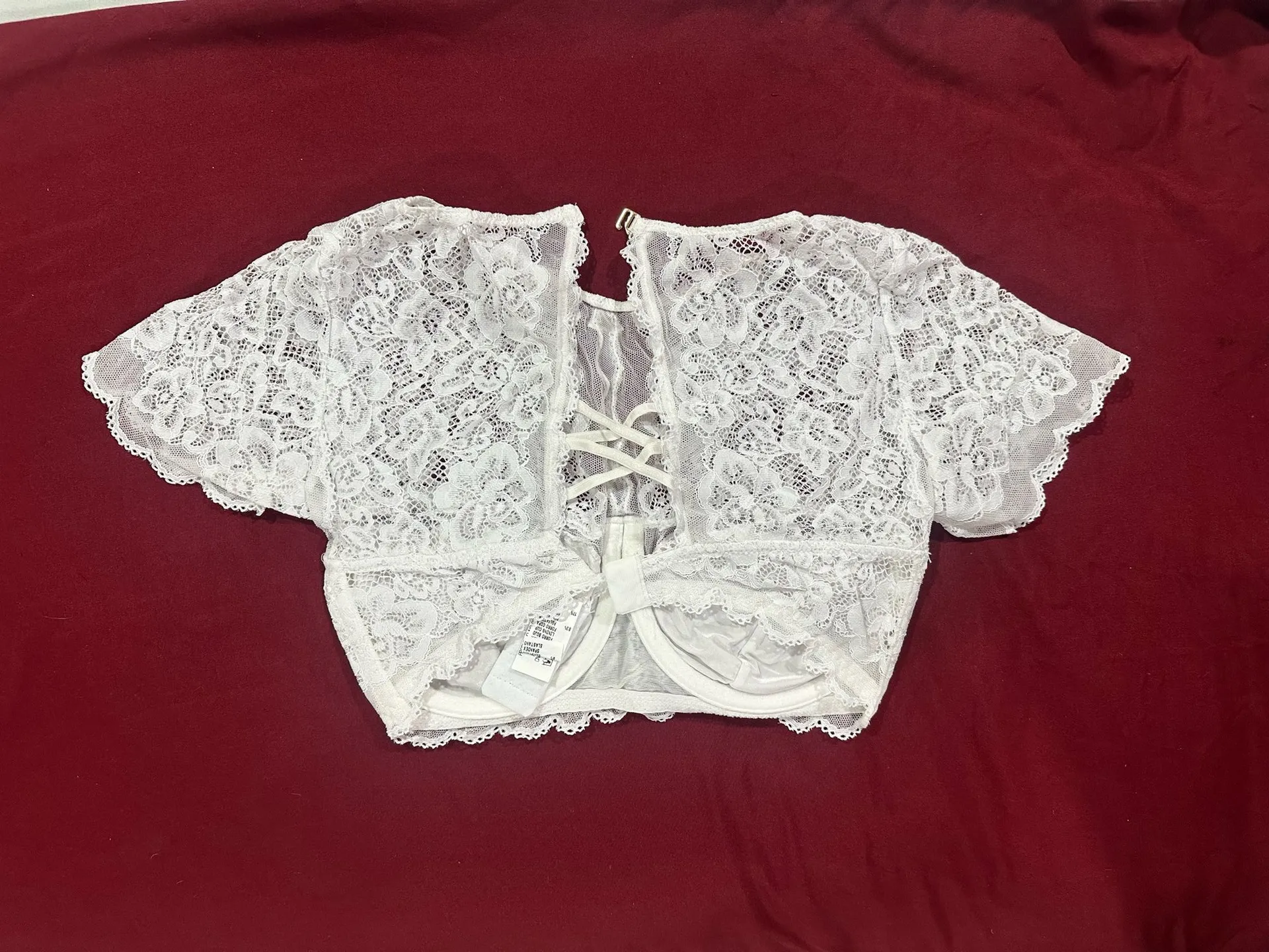 Boho cropped lace top White - Image 2
