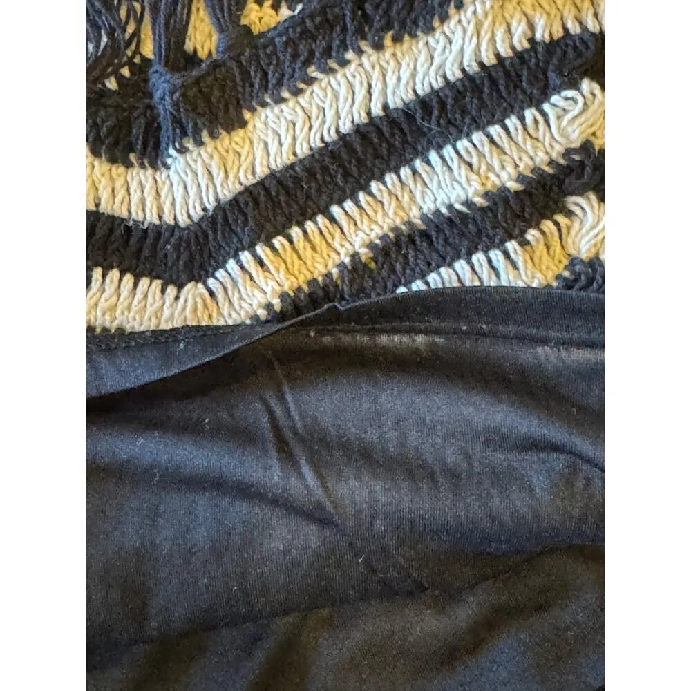 Saylor Skirt Women Medium Black White Crochet Knit Fringe Chevron Thourn Mini‎ - Image 7