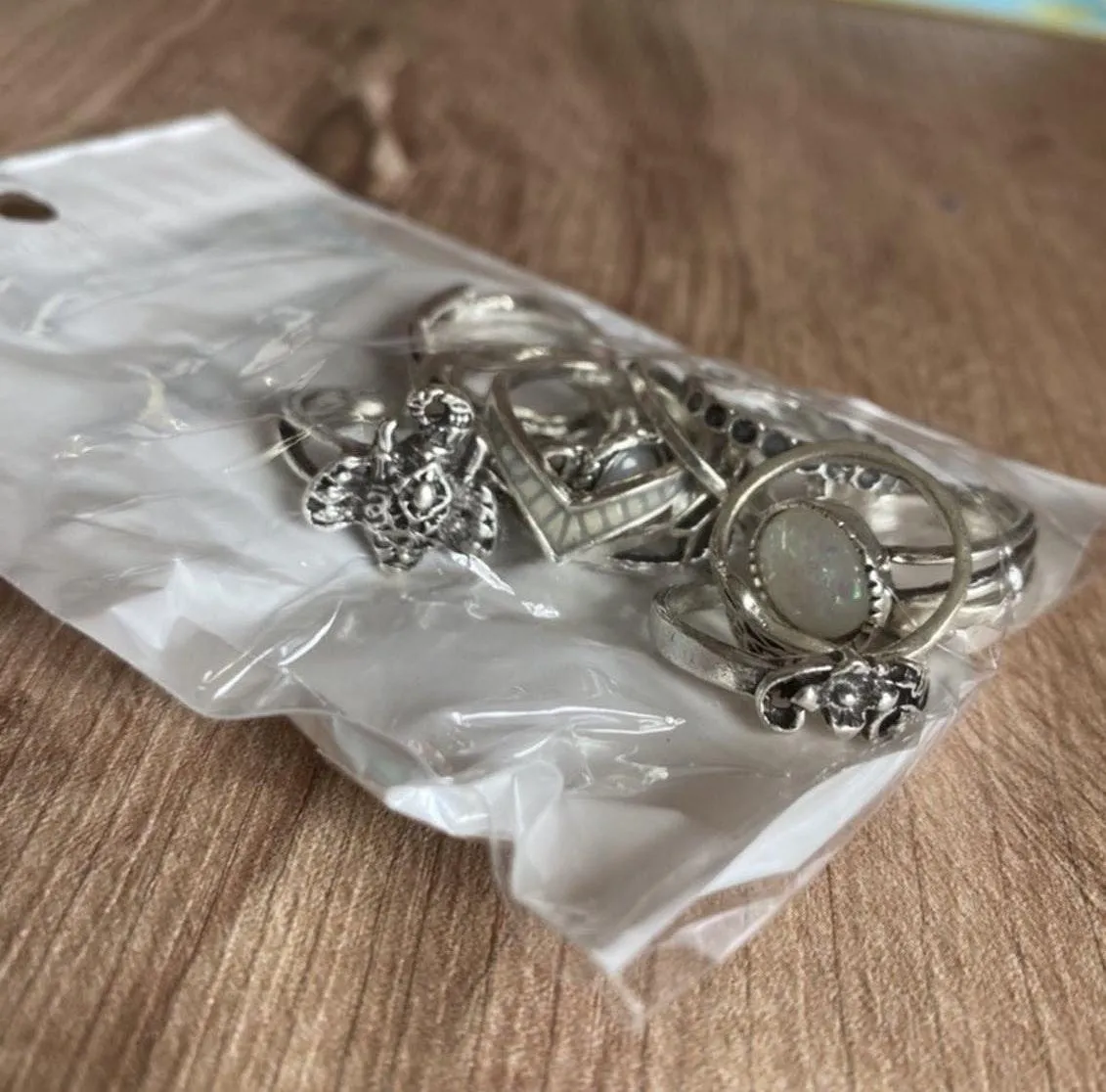 Boutique 13 Piece Silver Boho Opal Crystal Ring Set - Image 4