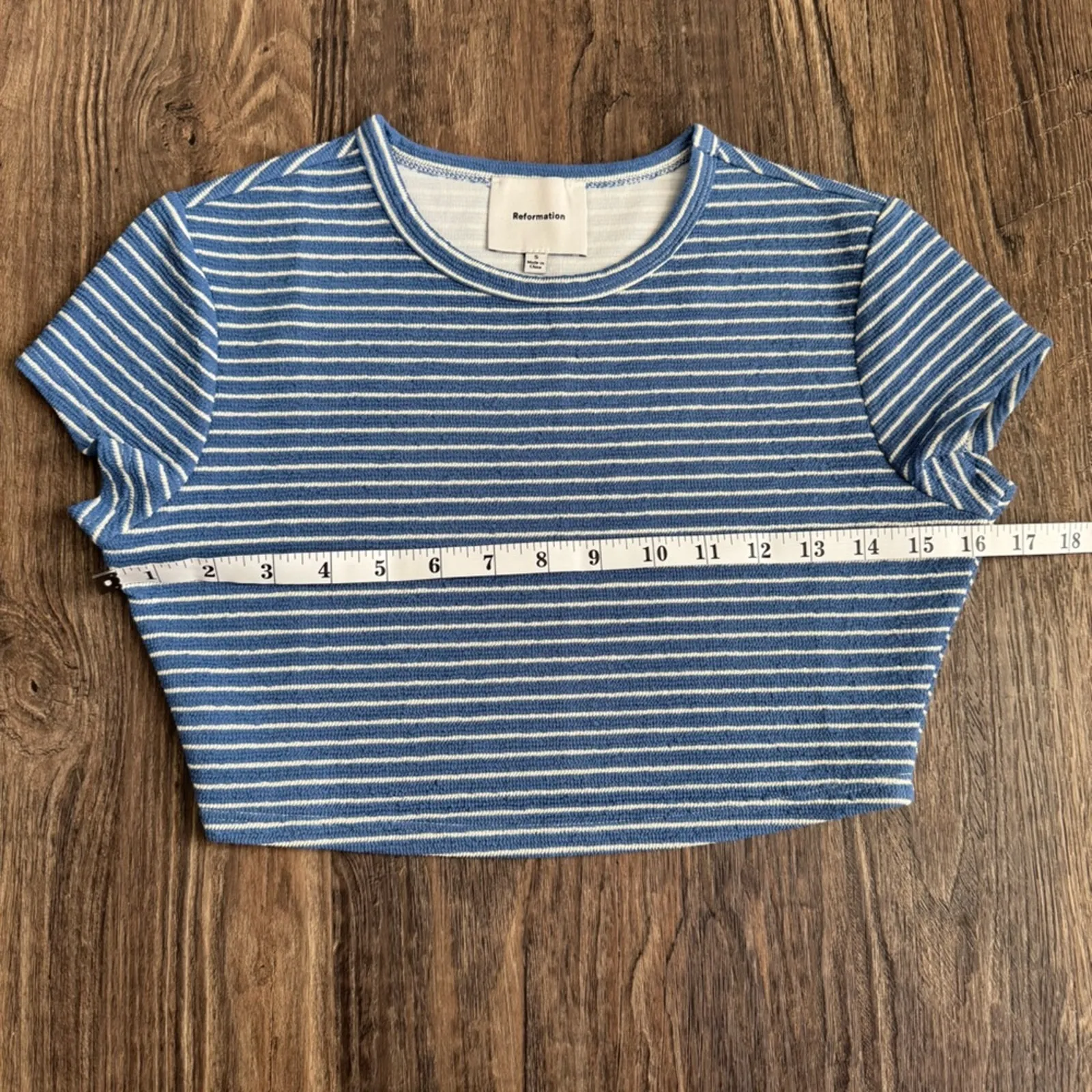 Reformation Paloma Knit Top in Blue and White Stripe S - Image 8