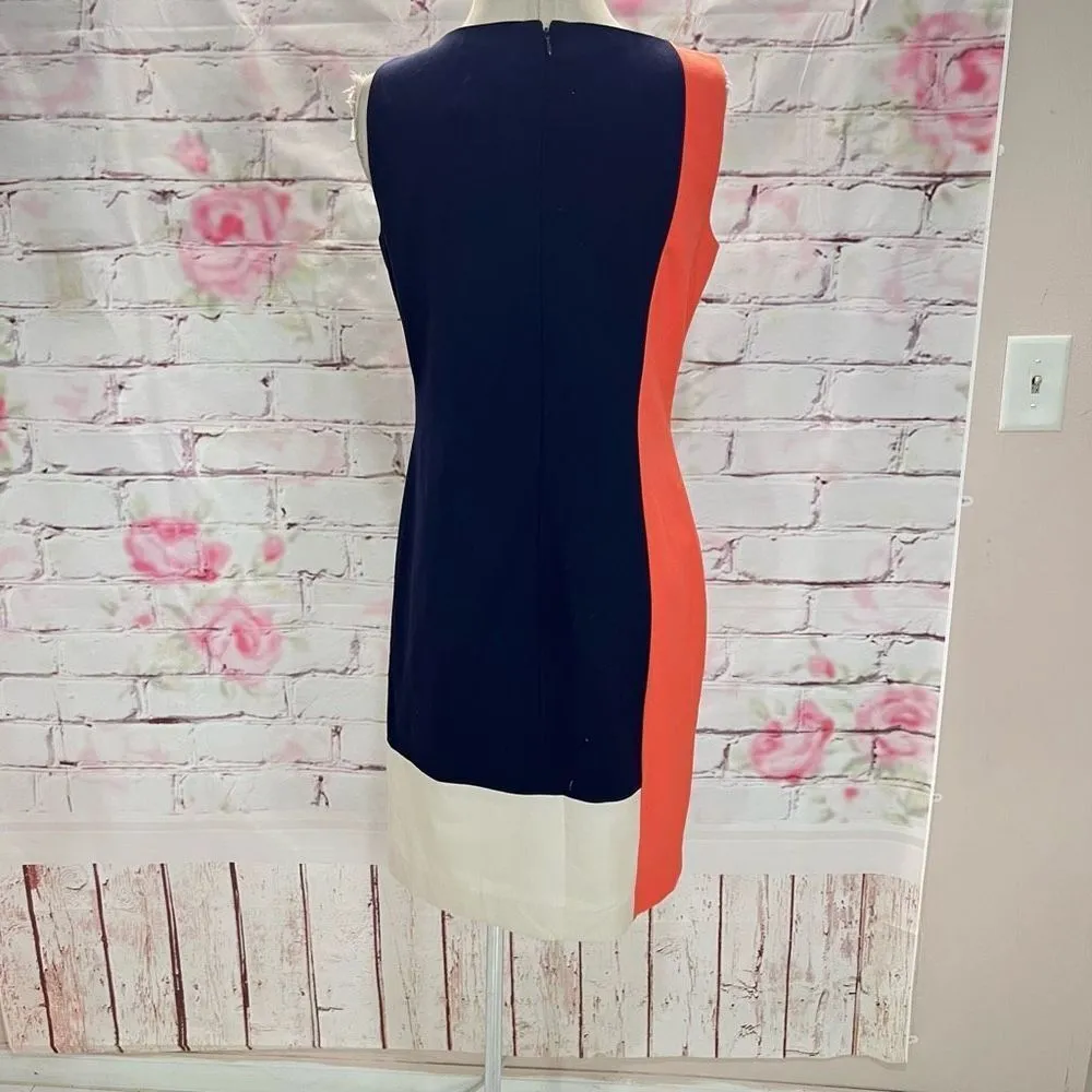 Lauren Ralph Lauren Women's Sleeveless Color Block Tri-color Sheath Dress Size 8 - Image 4