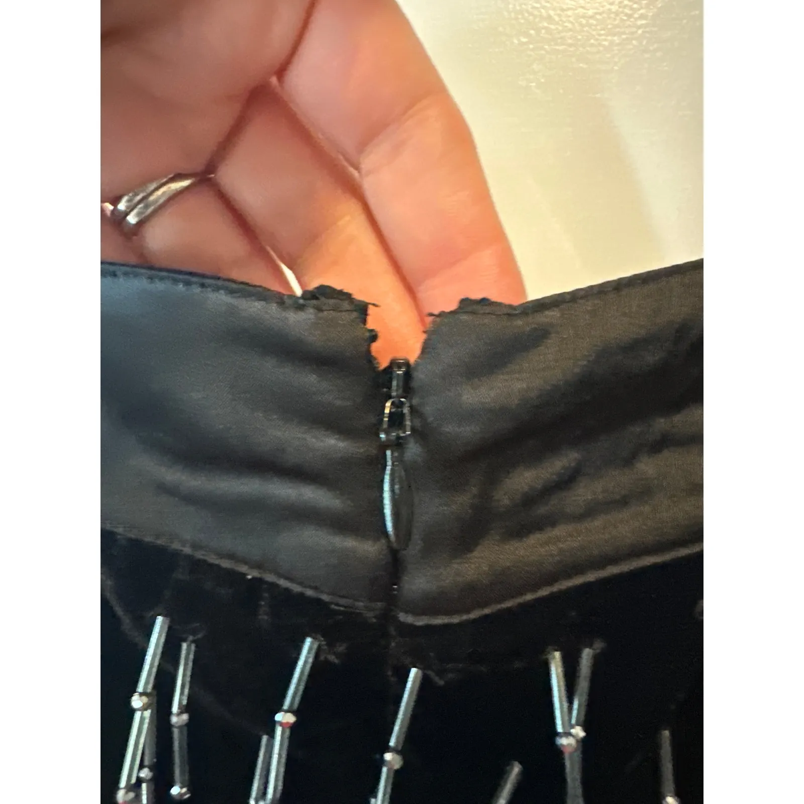 Anthropologie NWT Black Fringe Sweetheart Mini Cocktail Party Dress Size Medium - Image 7