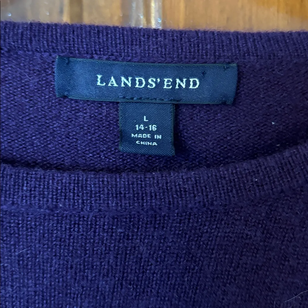 Lands' End  Deep Purple Sweater Size Large - Image 3