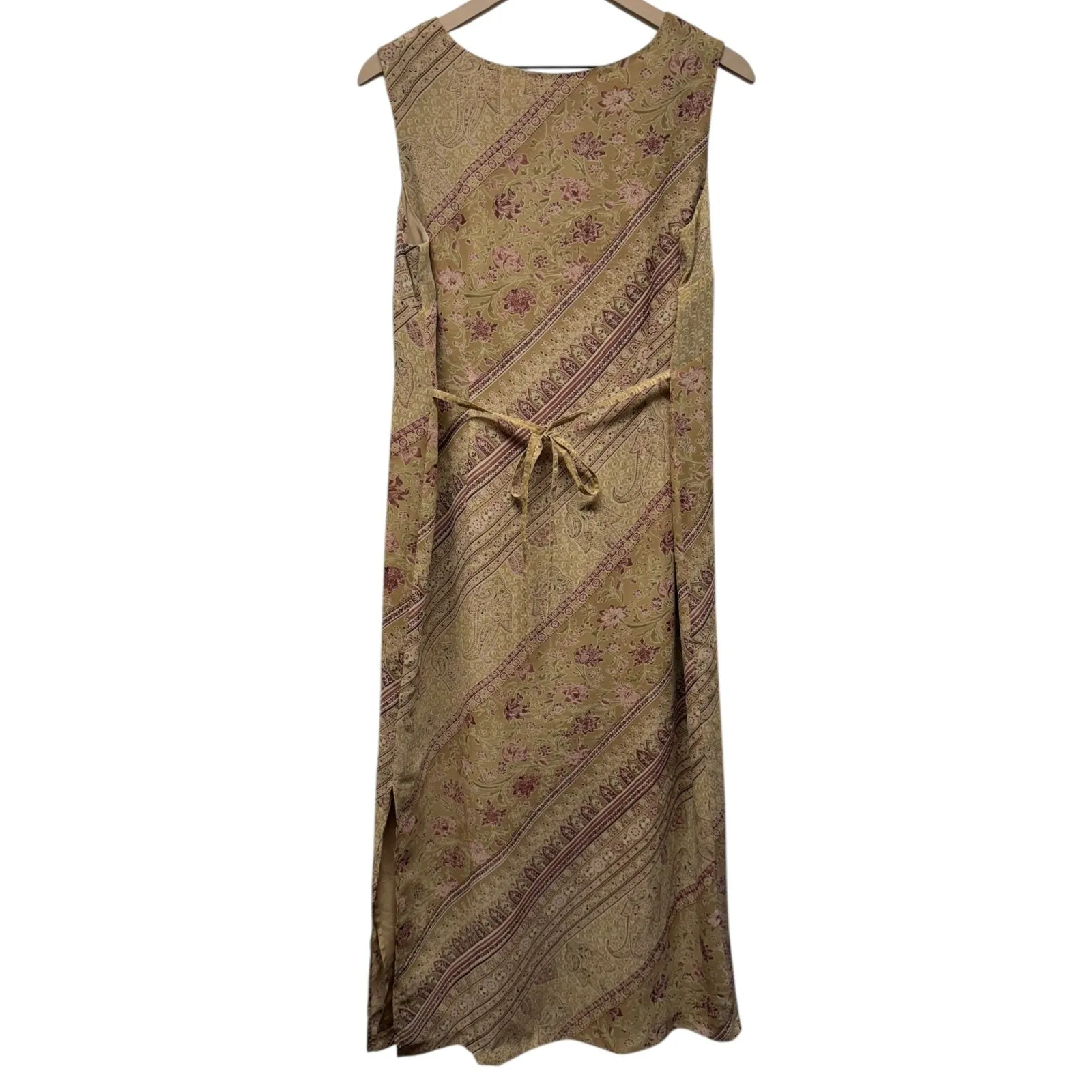 Vtg Norton McNaughton Floral Slip Maxi Dress‎ XL Brown Red 90s Y2K Artsy Chiffon - Image 2