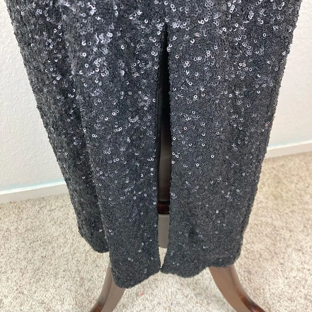 Dress The Population black sequin sheath maxi  long dress womens size L Mob Wife - Image 10