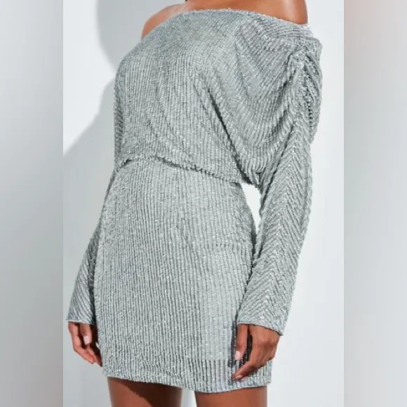 Sequin long sleeve mini dress - Image 2