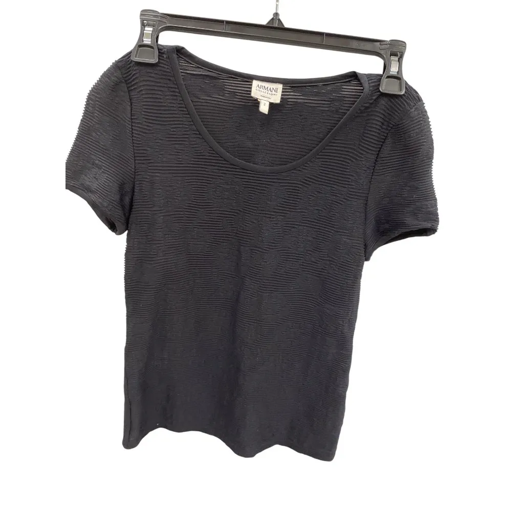 Armani Collezioni Womens Black Textured Blouse Shirt Size 2 SKU 8472 - Image 9