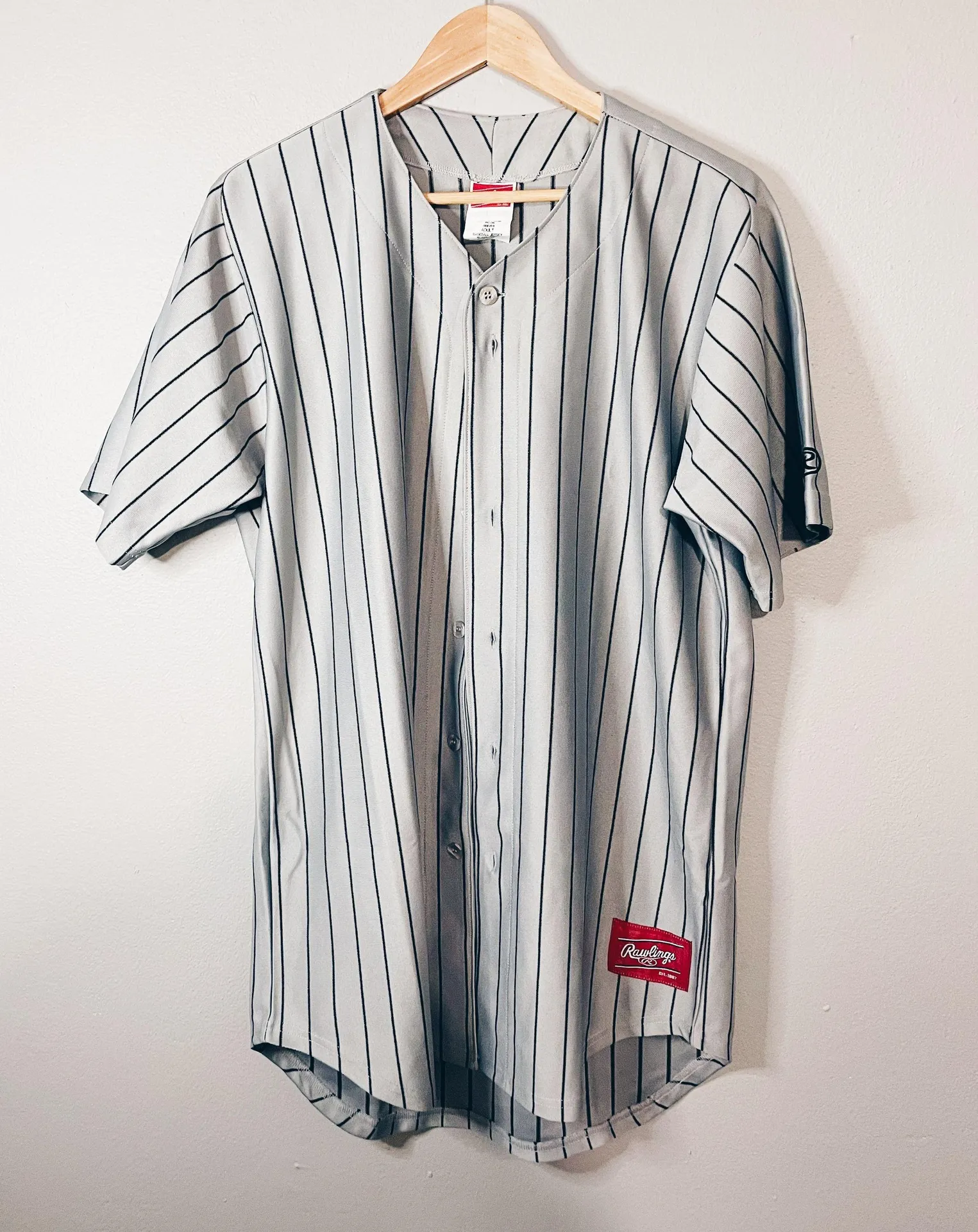 Rawlings Baseball Jersey Gray Size L - Image 3