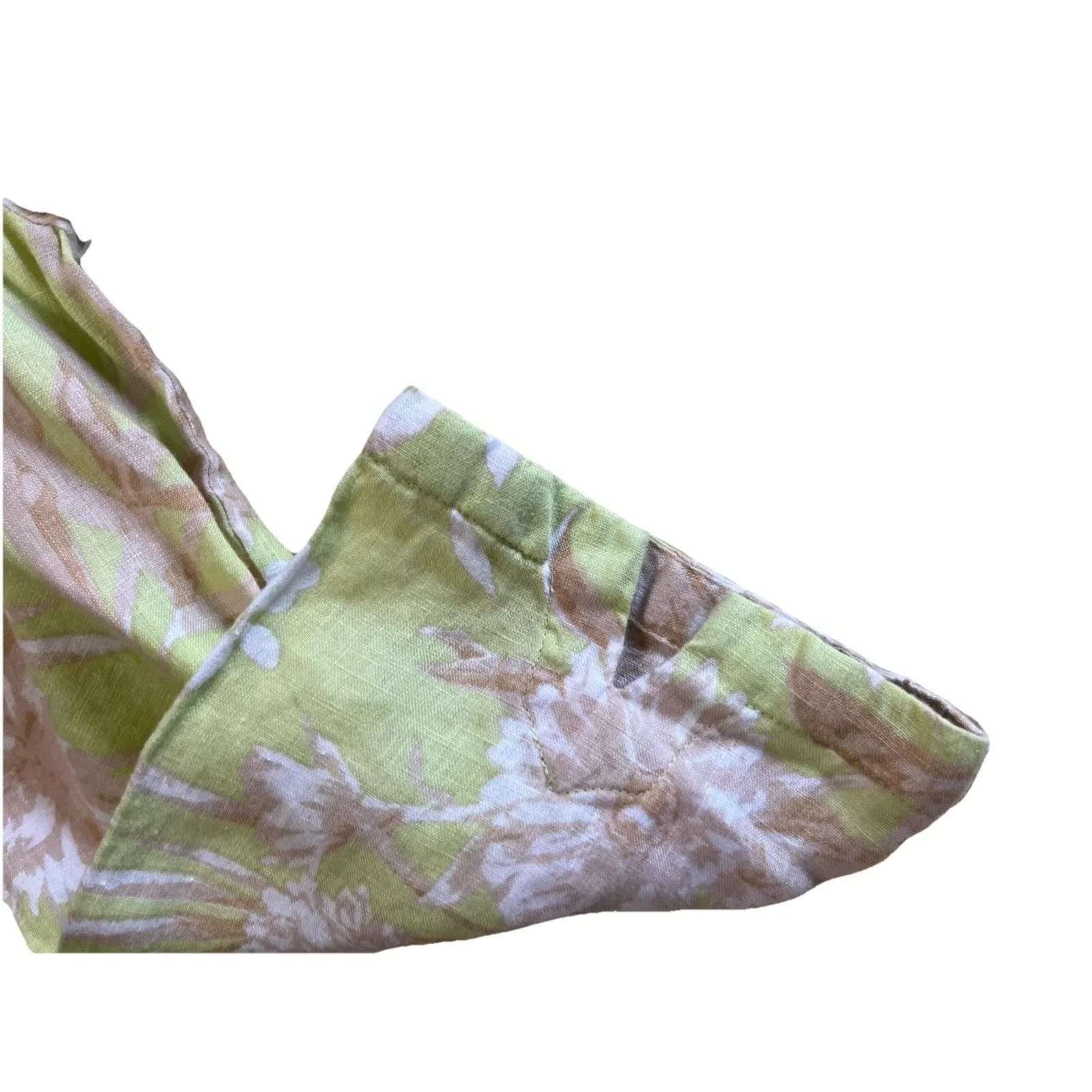 Charter Club Luxury Linen Tunic Top Size L Chartreuse Floral Embellished - Image 5