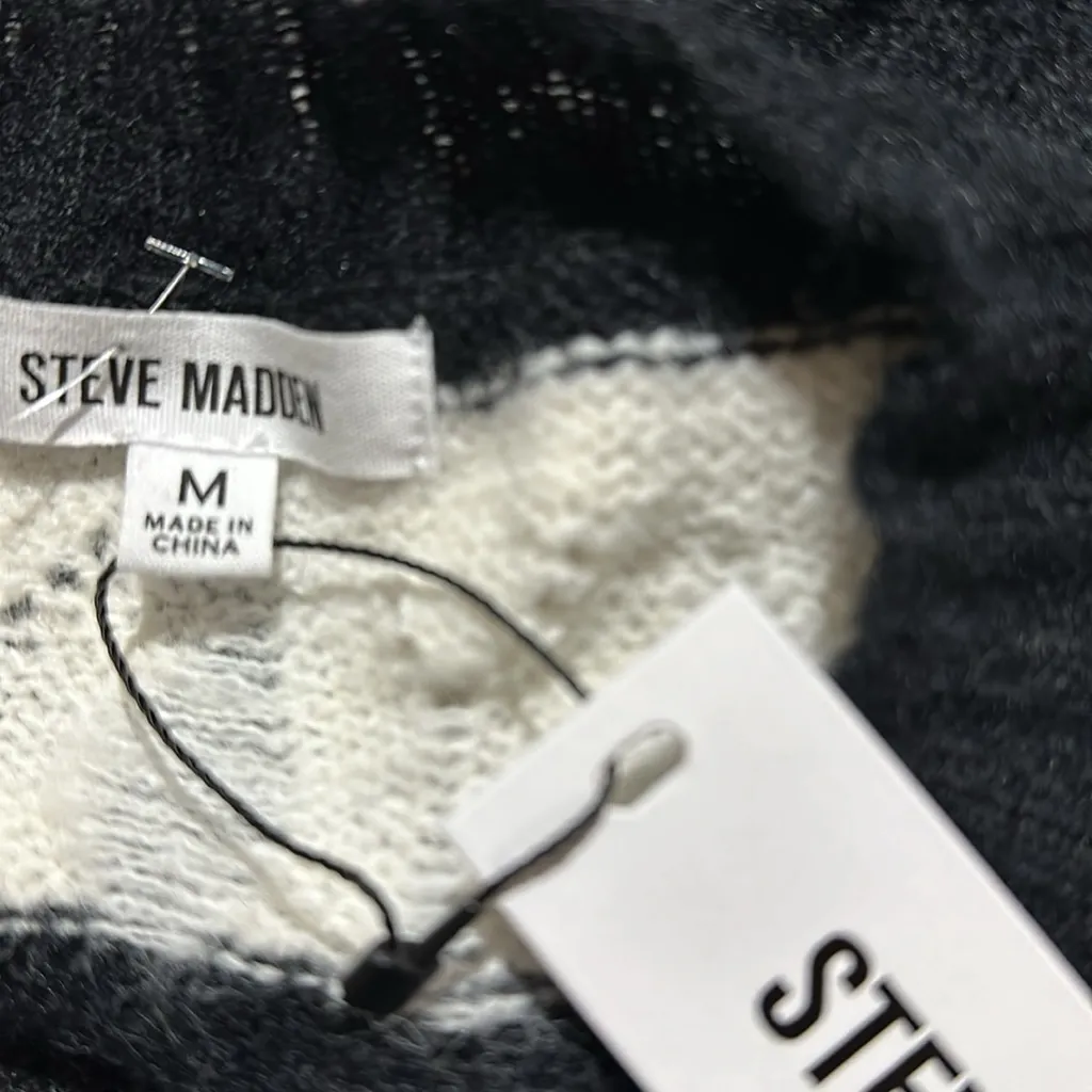 NWT Steve Madden KARLI SWEATER Striped Black White Medium Wool Blend - Image 11