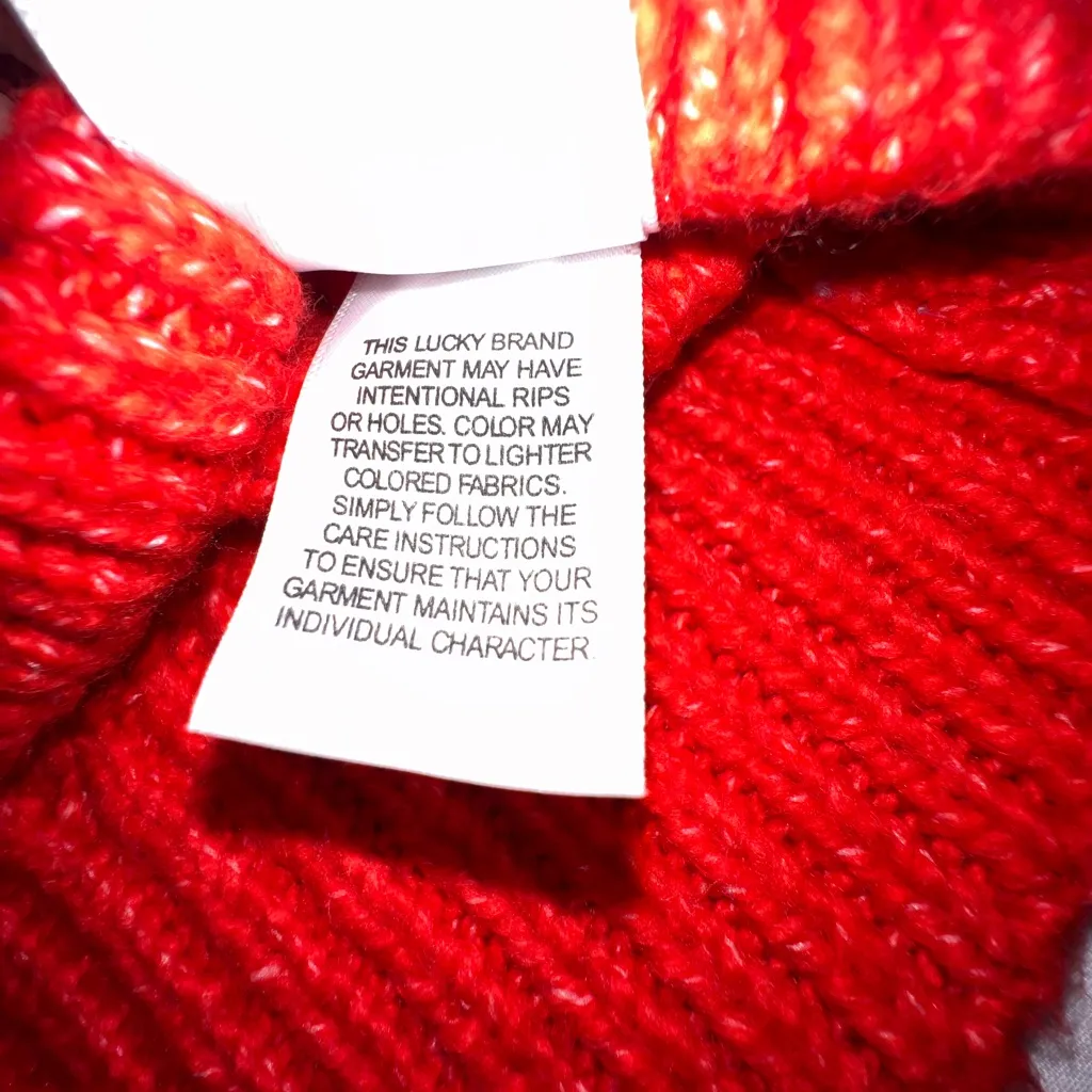 Lucky Brand brilliant red, black and white Fair Isle Women's Sweater SMALL - Image 14