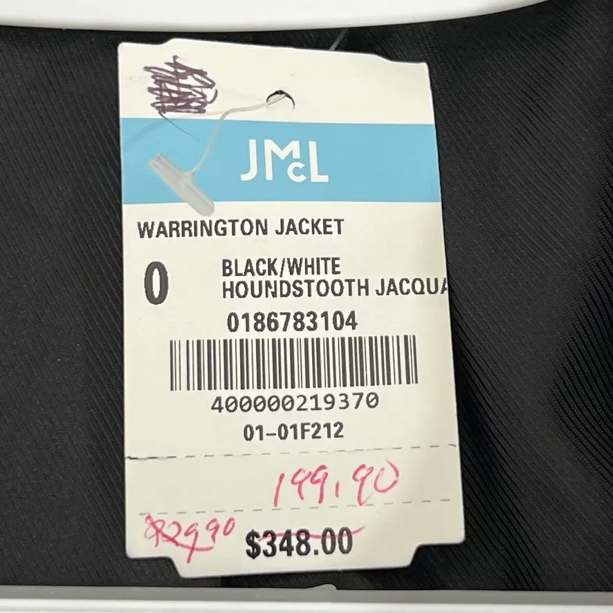 J Mclaughlin‎ Warrington Blazer Jacket 0 NWT $348 Gray Wool Houndstooth Jacquard - Image 6